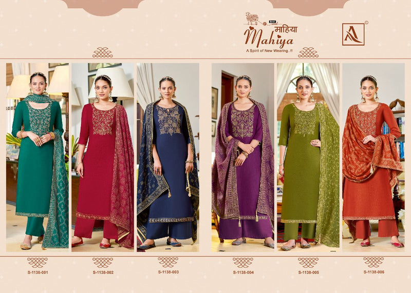 Alok Suit Mahiya Pashmina Embroidery With Sarovski Diamond Work Stylish Designer Festive Wear Salwar Kameez
