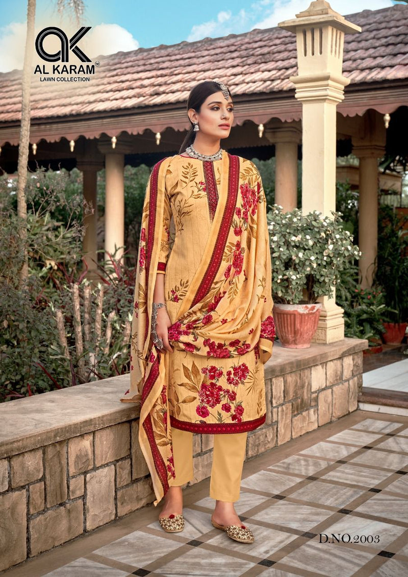 Al Karam Mahjabeen Vol 2 Pure Cotton With Printed Work Stylish Designer Salwar Kameez