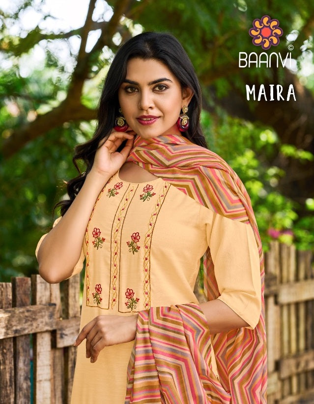 Baanvi Maira Fancy Embroidered Party Wear Kurtis With Pant Style Bottom & Dupatta