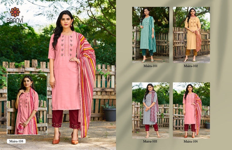 Baanvi Maira Fancy Embroidered Party Wear Kurtis With Pant Style Bottom & Dupatta