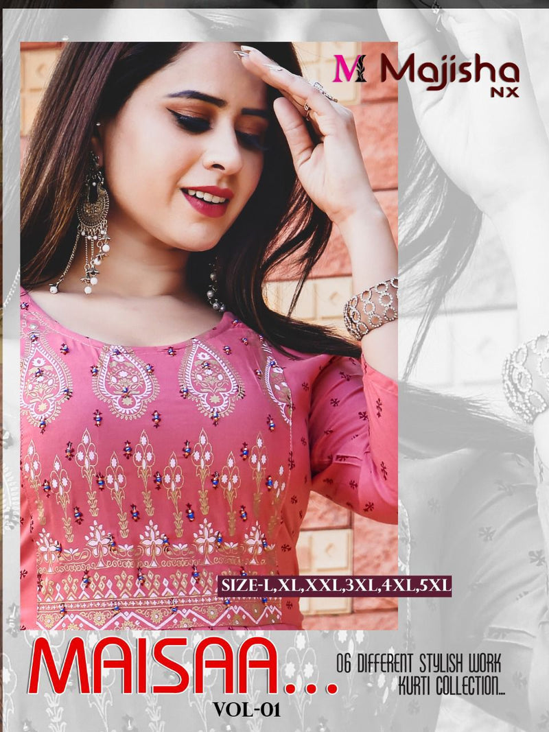 Majisha Nx Maisaa Vol 1 Rayon Fancy Festive Wear Long Kurtis