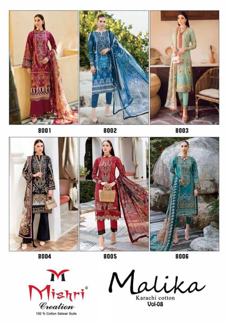 Mishri Creation Mallika Vol 8 Heavy Pure Cotton Karachi Printed Designer Salwar Kameez