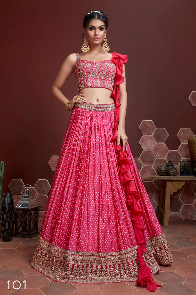The New Era Of Fashion Mandakini Chinon Silk FAncy Designer Wedding Wear Lehenga Choli