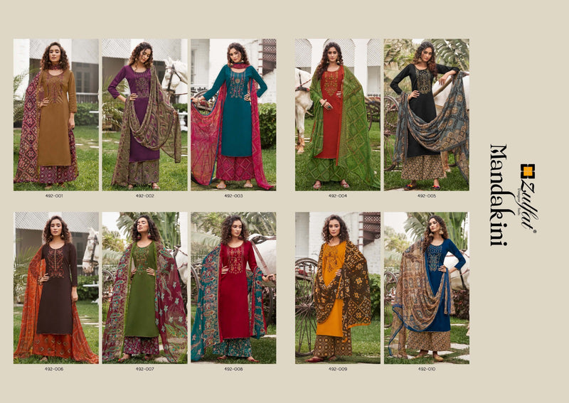 Zulfat Designer Suits Mandakini Pure Heavy Jam Cotton Heavy Embroidery Work Fancy Designer Salwar Suit