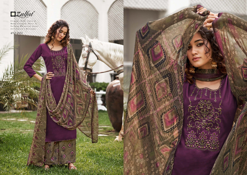 Zulfat Designer Suits Mandakini Pure Heavy Jam Cotton Heavy Embroidery Work Fancy Designer Salwar Suit