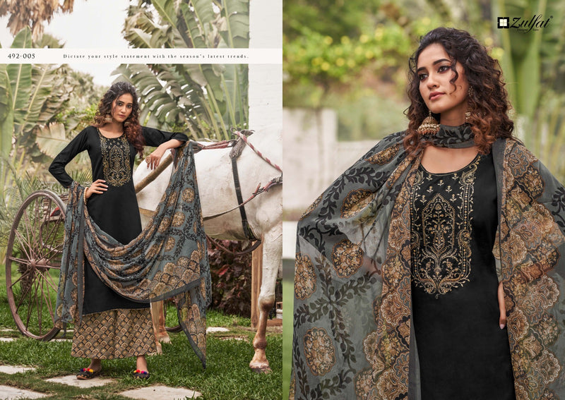 Zulfat Designer Suits Mandakini Pure Heavy Jam Cotton Heavy Embroidery Work Fancy Designer Salwar Suit