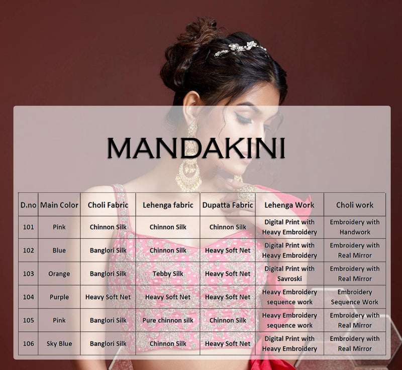 The New Era Of Fashion Mandakini Chinon Silk FAncy Designer Wedding Wear Lehenga Choli