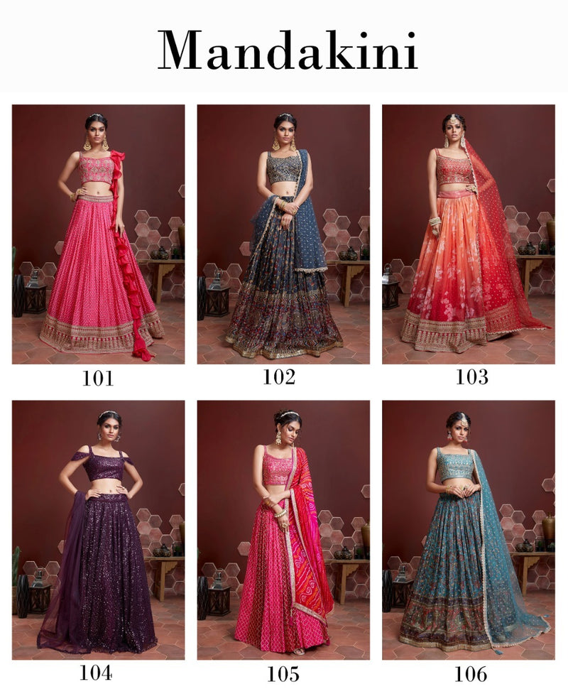 The New Era Of Fashion Mandakini Chinon Silk FAncy Designer Wedding Wear Lehenga Choli