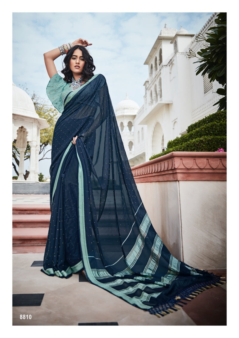 Lt Fabrics Mandola Viscose Chiffon Fancy Festive Wear Sarees