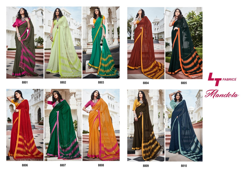 Lt Fabrics Mandola Viscose Chiffon Fancy Festive Wear Sarees