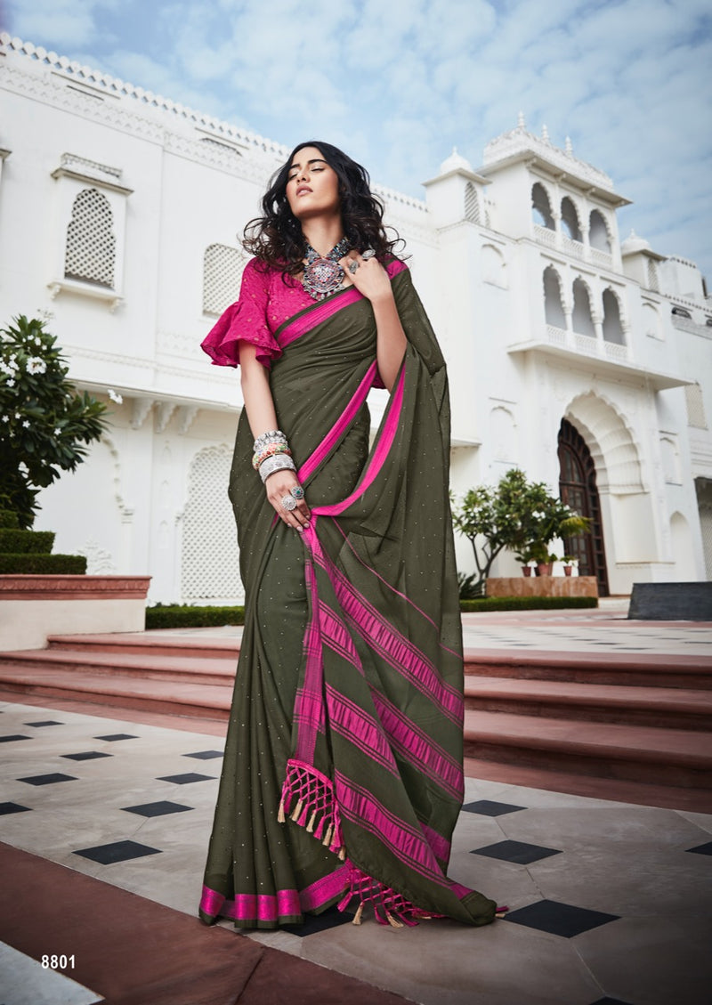 Lt Fabrics Mandola Viscose Chiffon Fancy Festive Wear Sarees