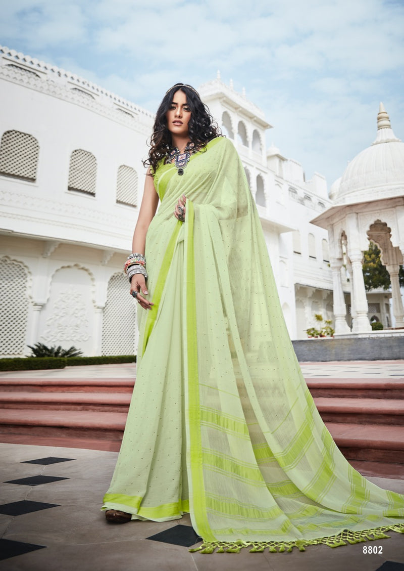 Lt Fabrics Mandola Viscose Chiffon Fancy Festive Wear Sarees