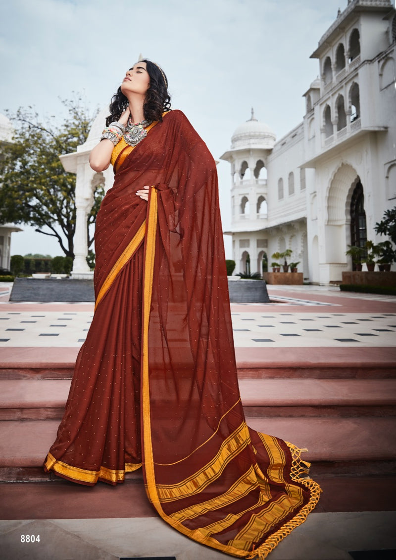 Lt Fabrics Mandola Viscose Chiffon Fancy Festive Wear Sarees