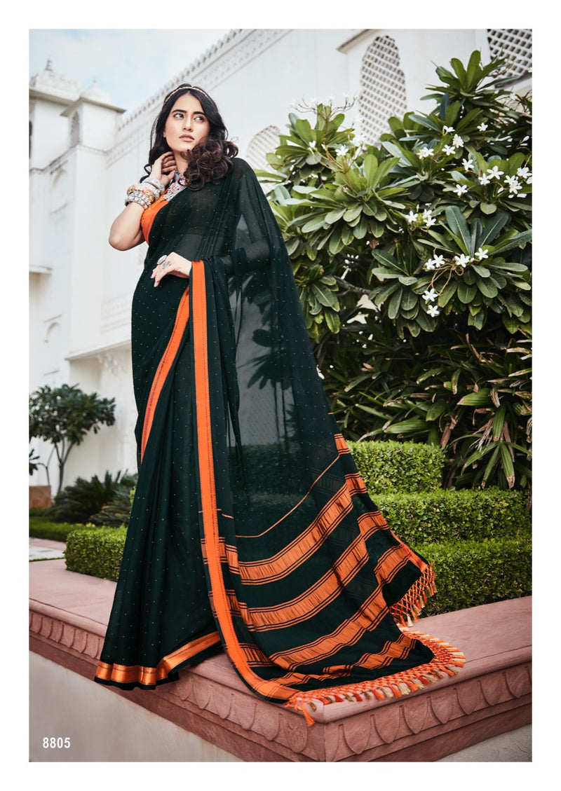 Lt Fabrics Mandola Viscose Chiffon Fancy Festive Wear Sarees