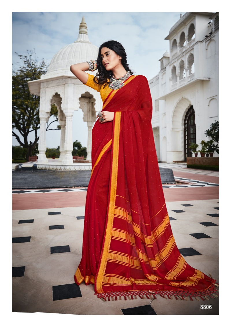 Lt Fabrics Mandola Viscose Chiffon Fancy Festive Wear Sarees