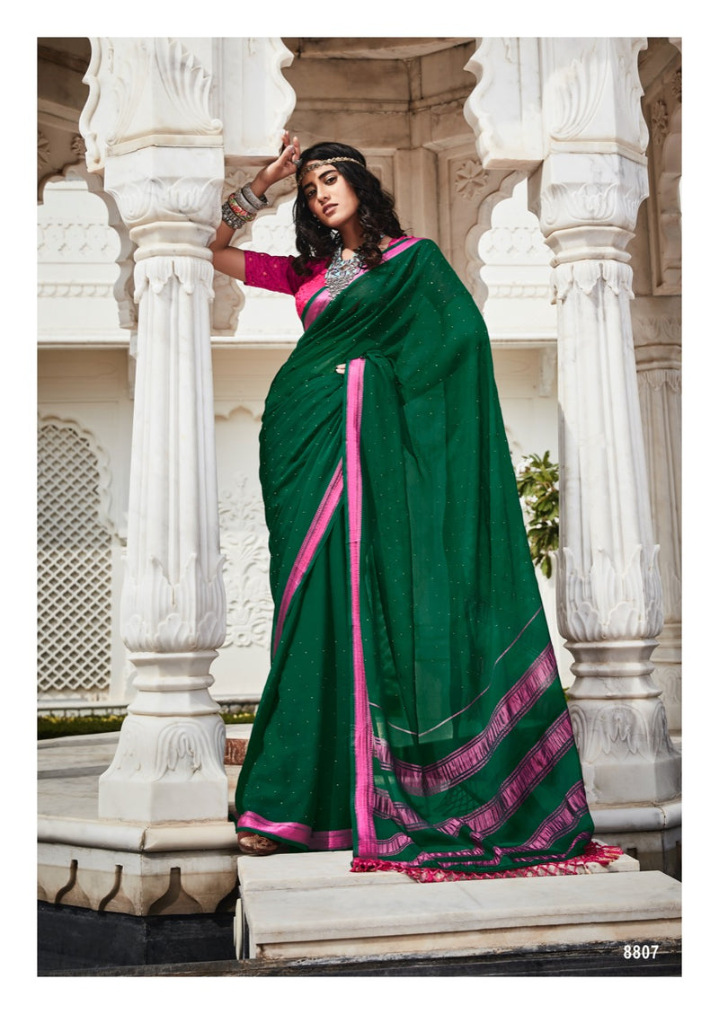 Lt Fabrics Mandola Viscose Chiffon Fancy Festive Wear Sarees