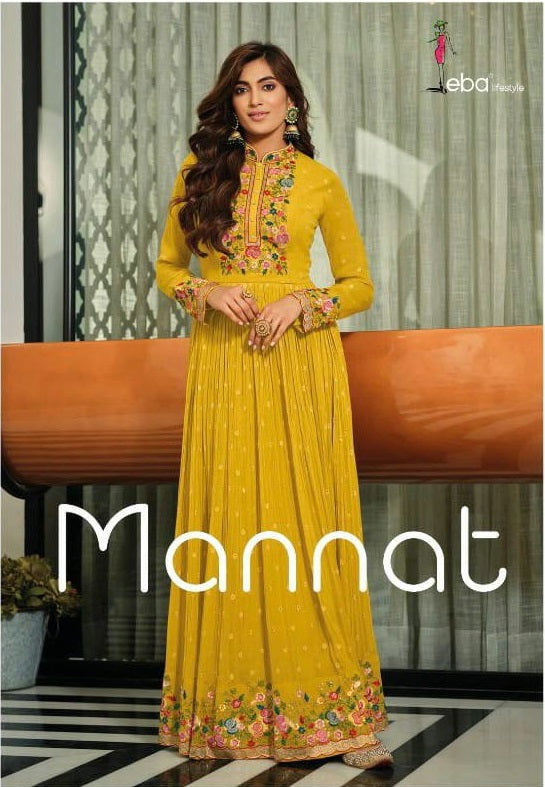 Eba Lifestyle Mannat Georgette With Heavy Embroidery Work Stylish Designer Casual Wear Long Kurti