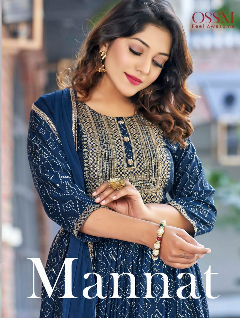 Ossm Mannat Modal With Heavy Beautiful Work Stylish Designer Festive Wear Fancy Kurti