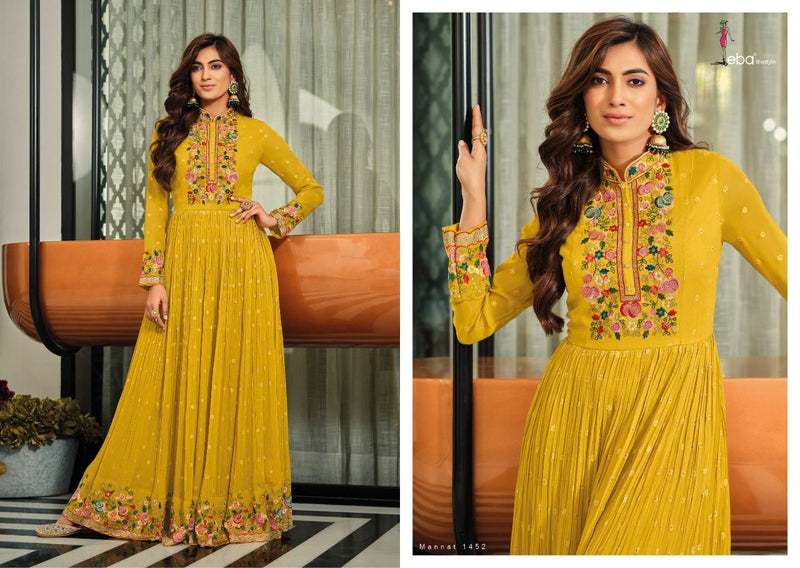 Eba Lifestyle Mannat Georgette With Heavy Embroidery Work Stylish Designer Casual Wear Long Kurti