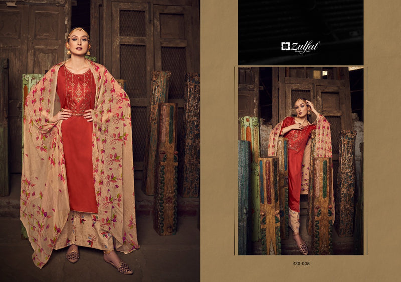 Zulfat Designs Manohari Jam Cotton With Beautiful Work Stylish Designer Festive Wear Salwar Kameez