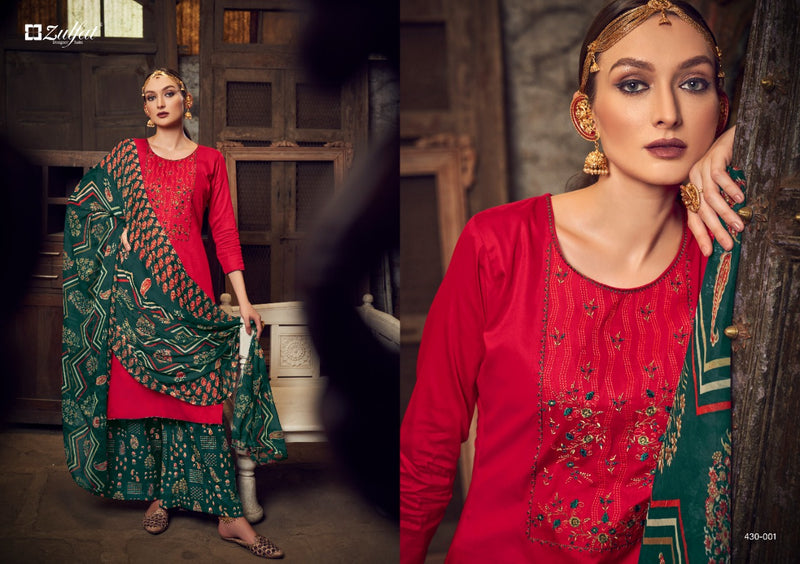 Zulfat Designs Manohari Jam Cotton With Beautiful Work Stylish Designer Festive Wear Salwar Kameez