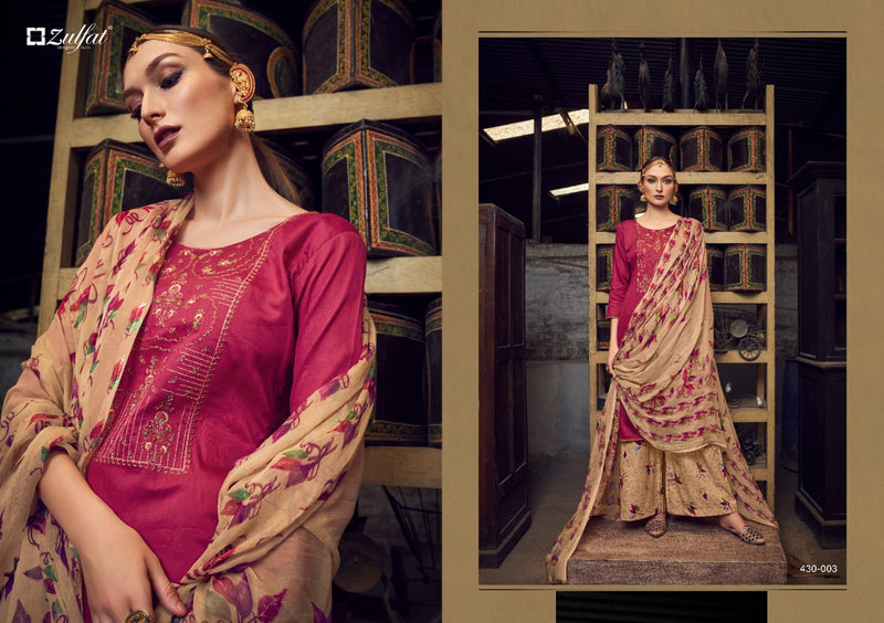 Zulfat Designs Manohari Jam Cotton With Beautiful Work Stylish Designer Festive Wear Salwar Kameez