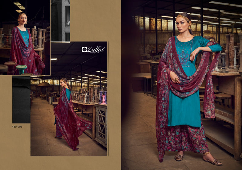 Zulfat Designs Manohari Jam Cotton With Beautiful Work Stylish Designer Festive Wear Salwar Kameez