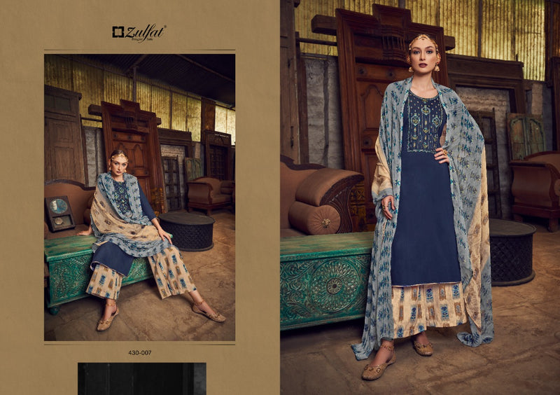 Zulfat Designs Manohari Jam Cotton With Beautiful Work Stylish Designer Festive Wear Salwar Kameez
