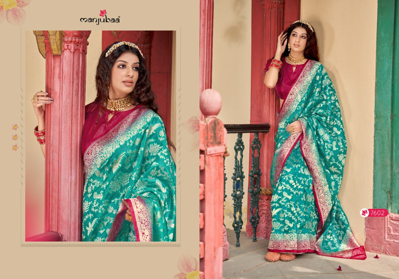 Manjuba Fashion Manohar Organza Silk   Beautiful Collections Of Party  Wear Sarees