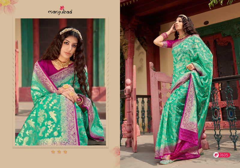 Manjuba Fashion Manohar Organza Silk   Beautiful Collections Of Party  Wear Sarees
