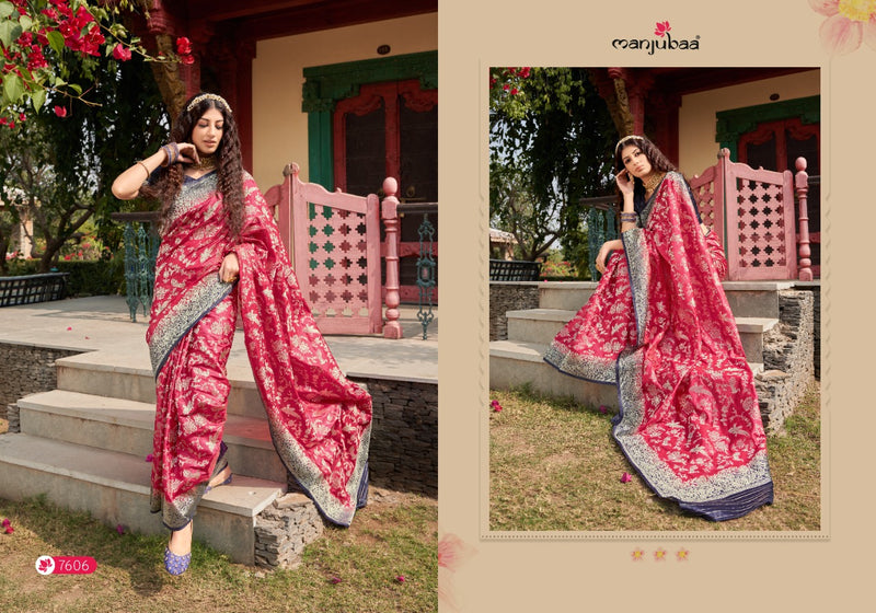 Manjuba Fashion Manohar Organza Silk   Beautiful Collections Of Party  Wear Sarees