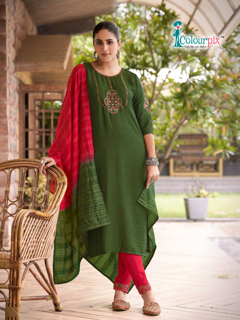 Colourpix Manohari Vol 1 Viscose With Heavy Embroidery Work Stylish Designer Casual Wear Kurti