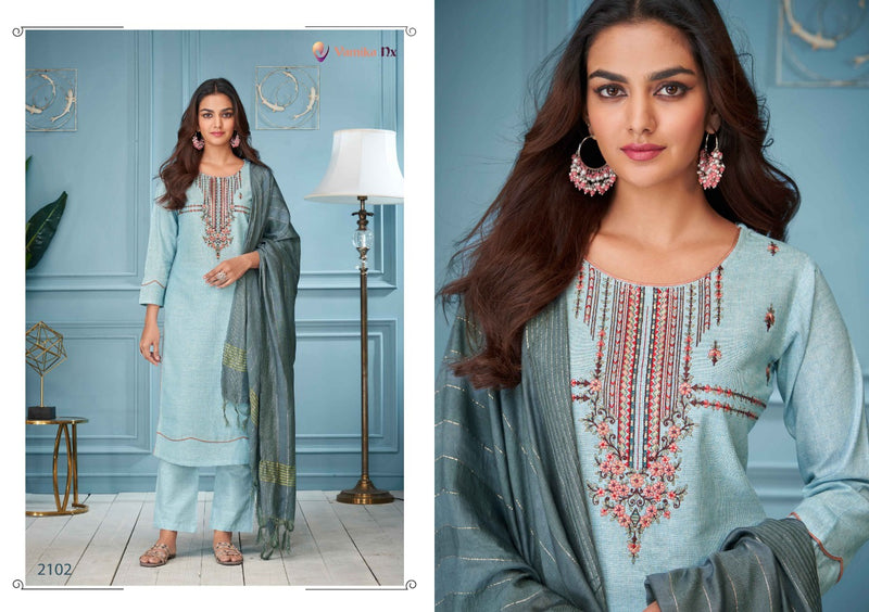 Vamika NX Mansoon Cotton Embroidered Festive Wear Kurtis With Bottom & Dupatta