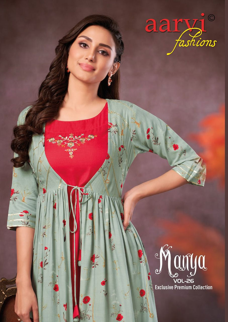 Aarvi Fashion Manya Vol 26 Rayon Fancy Party Wear Kurtis