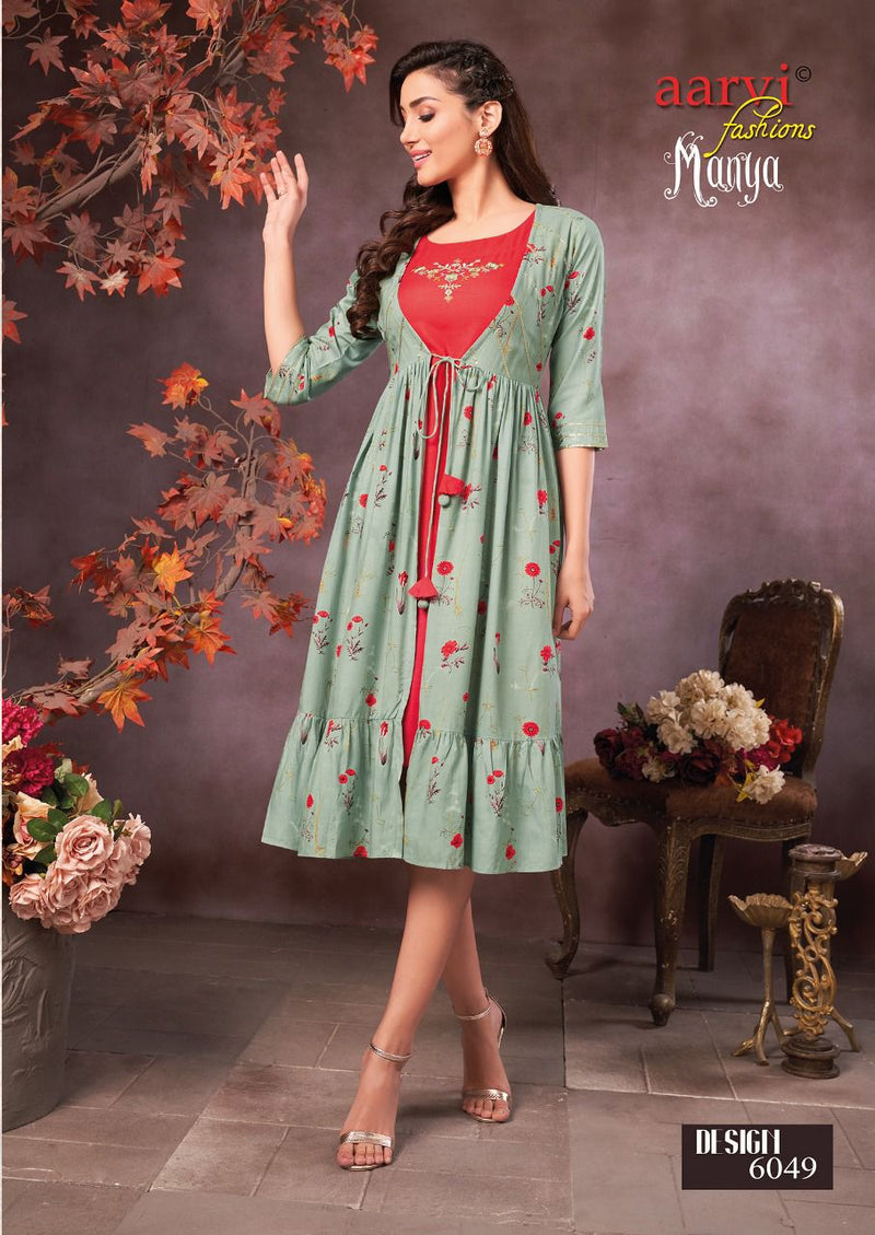 Aarvi Fashion Manya Vol 26 Rayon Fancy Party Wear Kurtis