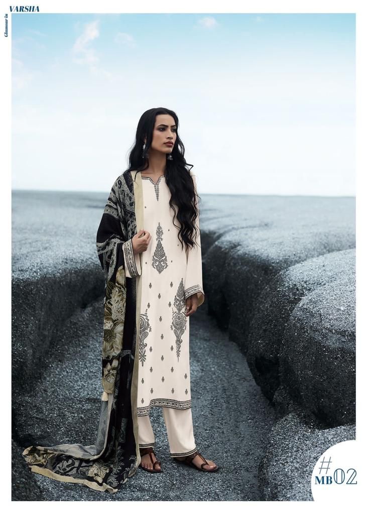 Varsha Marble Pure Muslin With Heavy Embroidery Work Stylish Designer Fancy Festive Wear Salwar Kameez