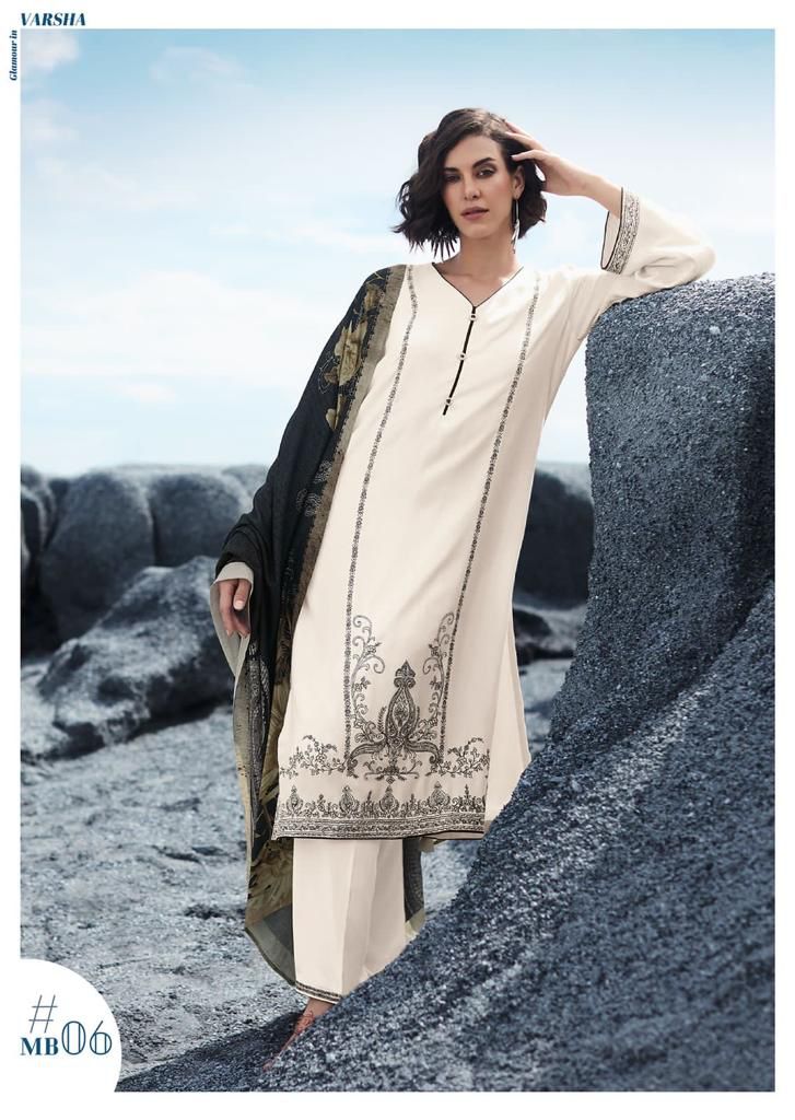 Varsha Marble Pure Muslin With Heavy Embroidery Work Stylish Designer Fancy Festive Wear Salwar Kameez