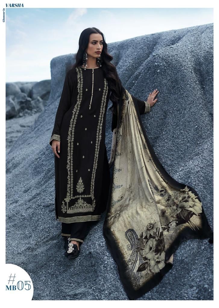Varsha Marble Pure Muslin With Heavy Embroidery Work Stylish Designer Fancy Festive Wear Salwar Kameez
