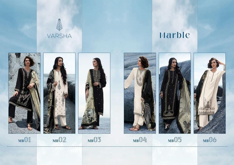 Varsha Marble Pure Muslin With Heavy Embroidery Work Stylish Designer Fancy Festive Wear Salwar Kameez