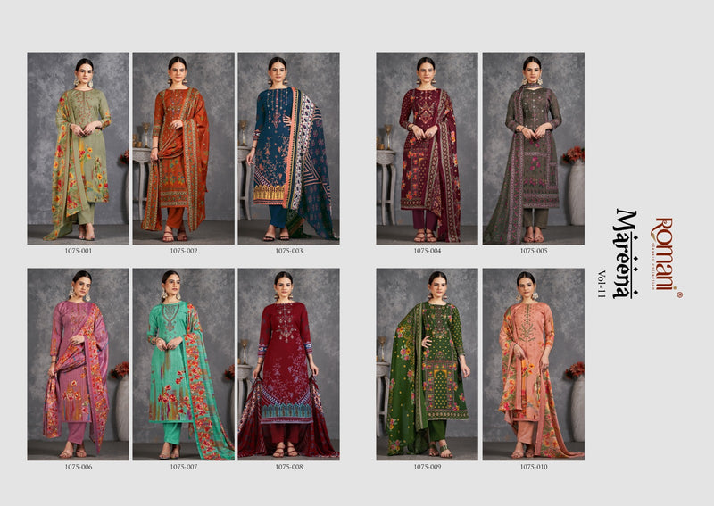 Romani Mareena Vol 11 Premium Soft Cotton Digital Print Embroidery Work Swarovski Work Printed Designer Salwar Suit