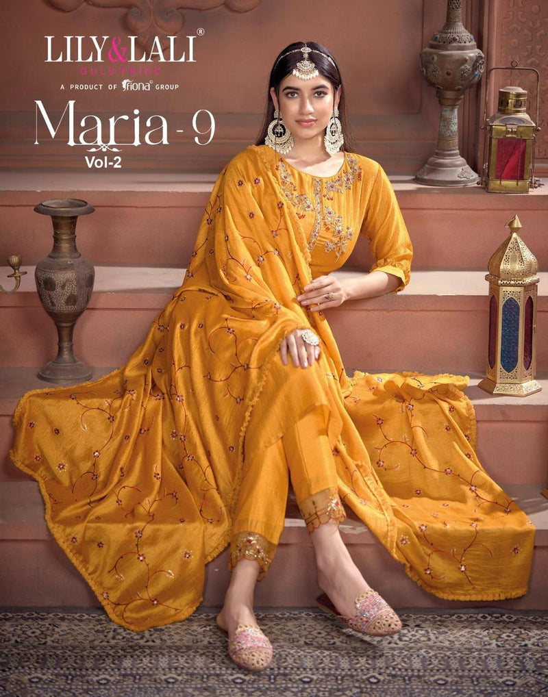 Lily And Lali Maria 9 Vol 2 Heavy Handwork On Silk Fancy Designer Partywear Kurti