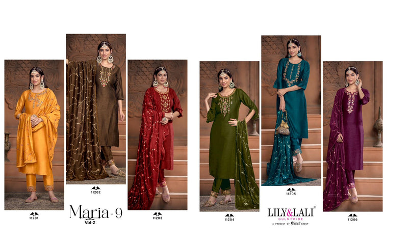 Lily And Lali Maria 9 Vol 2 Heavy Handwork On Silk Fancy Designer Partywear Kurti