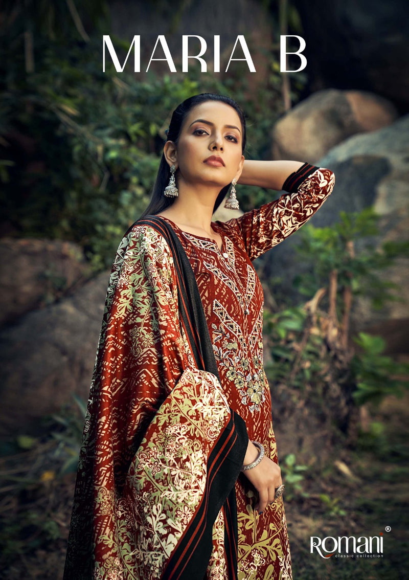 Romani Maria B Pashmina Prints With Fancy Embroidery Work Stylish Designer Beautiful Salwar Kameez