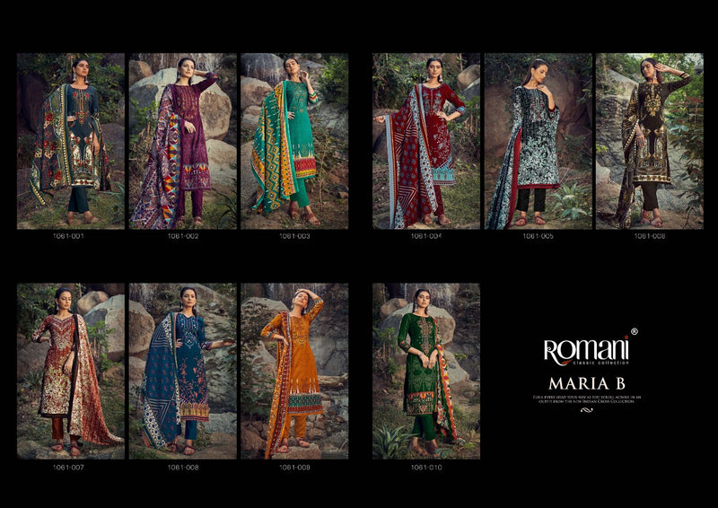 Romani Maria B Pashmina Prints With Fancy Embroidery Work Stylish Designer Beautiful Salwar Kameez