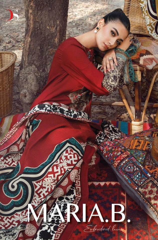 Deepsy Suit Maria B Pure Cotton With Heavy Embroidery Work Stylish Designer Fancy Salwar Kameez