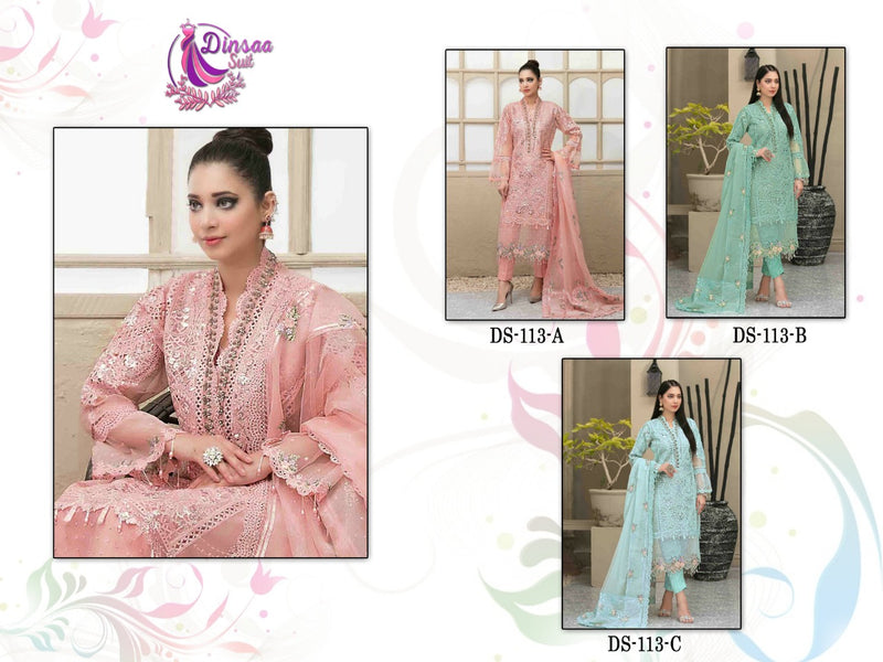 Dinsaa Suit Maria B Hit DS 113 Butterfly Net Pakistani Style Festive Wear Salwar Suits