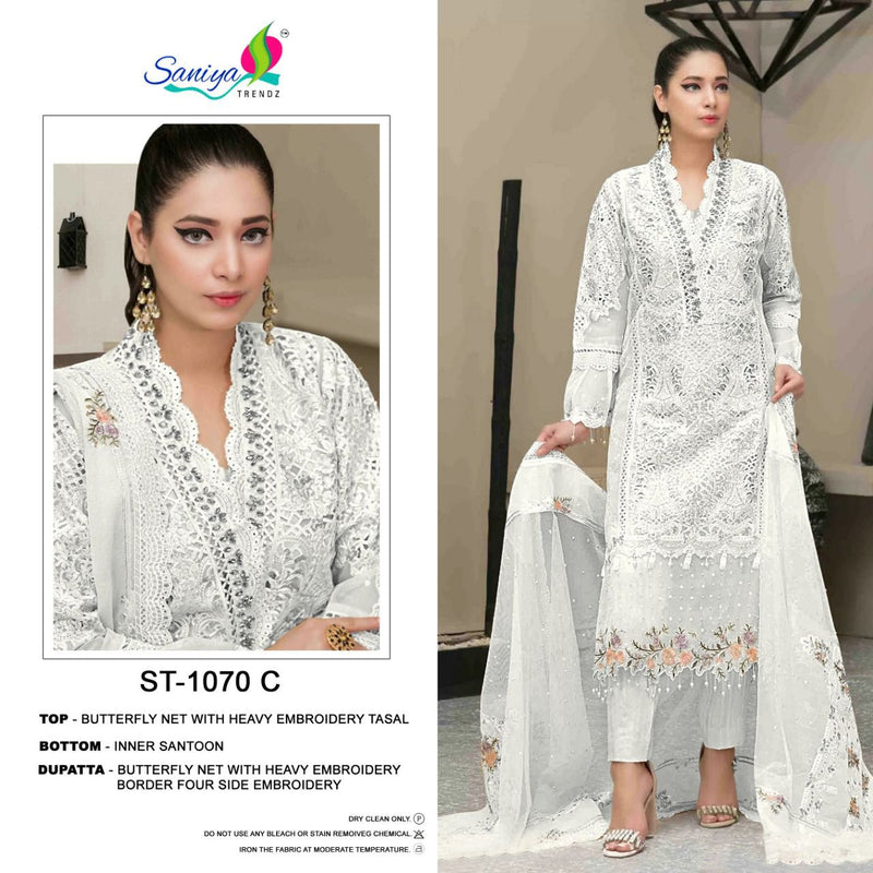 Saniya Trendz Maria B Hit ST 1070 Butterfly Net Heavy Embroidered Pakistani Style Party Wear Salwar Kameez