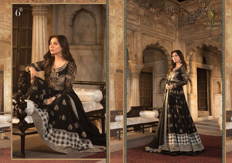 Shai Libaas Maria B Luxury Lawn Collection Cambric Cotton Pakistani Style Embroidered Party Wear Salwar Suits