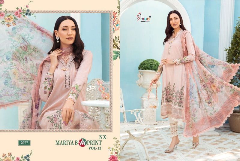 Shree Fabs Maria B M Print Vol 12 NX Pure Cotton Embroidered Party Wear Salwar Suits