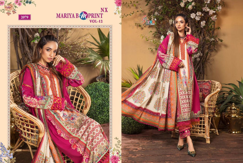 Shree Fabs Maria B M Print Vol 12 NX Pure Cotton Embroidered Party Wear Salwar Suits